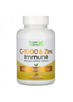 Super Nutrition, C-1000 & Zinc Immune, 120 Veg Capsules