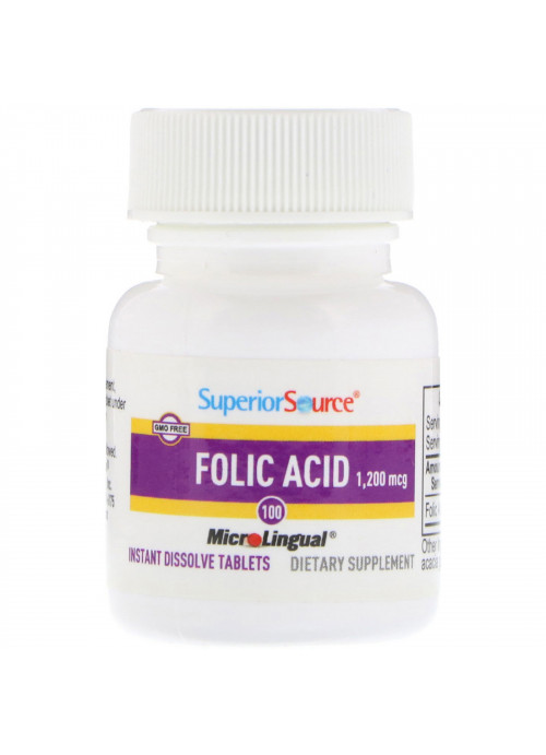 Superior Source, Folic Acid, 1,200 mcg, 100 Tablets