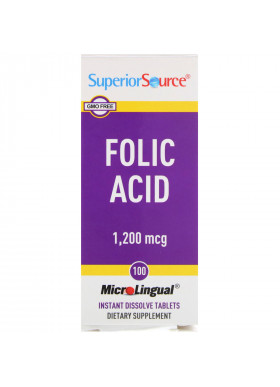 Superior Source, Folic Acid, 1,200 mcg, 100 Tablets