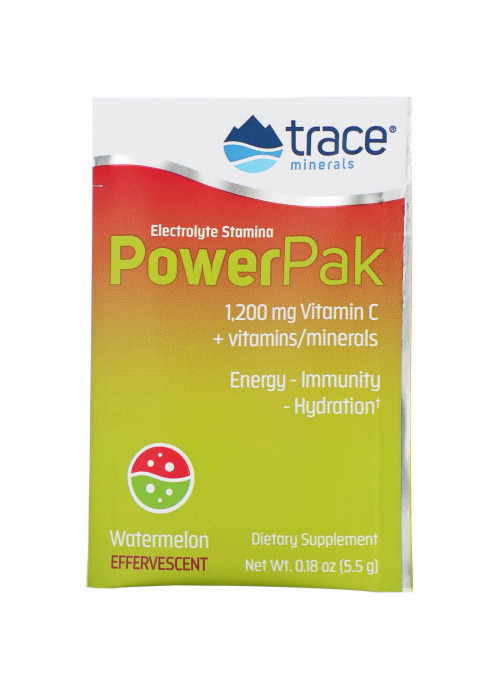 Trace Minerals Research, Electrolyte Stamina PowerPak, Watermelon Effervescent, 30 Packets, 0.19 oz (5.5 g) Each