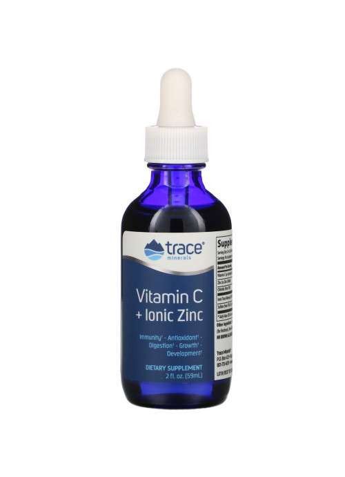 Trace Minerals Research, Vitamin C + Ionic Zinc, 2 fl oz (59 ml)