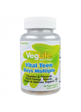 VegLife, Vital Teen Boys Multiple, 60 Vegan Capsules