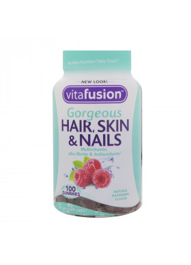 VitaFusion, Gorgeous Hair, Skin & Nails Multivitamin, Natural Raspberry Flavor, 100 Gummies