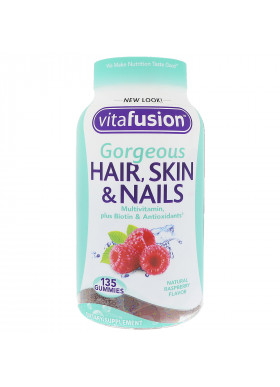 VitaFusion, Gorgeous Hair, Skin & Nails Multivitamin, Natural Raspberry Flavor, 135 Gummies