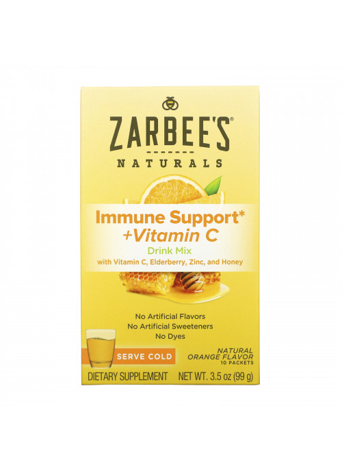 Zarbee's, Immune Support & Vitamin C Drink Mix, Natural Orange Flavor, 10 Packets, 3.5 oz (99 g)