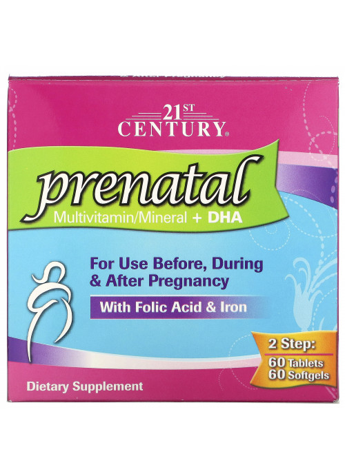 21st Century, Prenatal Multivitamin/Mineral + DHA, 2 Bottles, 60 Tablets / 60 Softgels