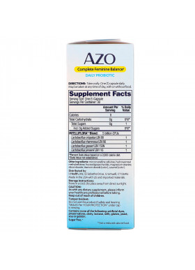 Azo, Complete Feminine Balance, Daily Probiotic, 30 Once Daily Capsules
