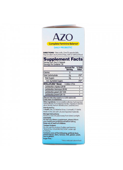 Azo, Complete Feminine Balance, Daily Probiotic, 30 Once Daily Capsules