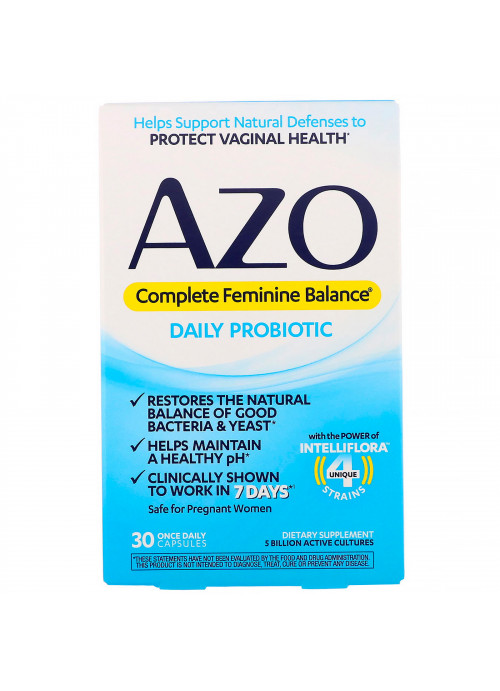 Azo, Complete Feminine Balance, Daily Probiotic, 30 Once Daily Capsules