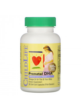 ChildLife, Prenatal DHA, Natural Lemon Flavor, 500 mg, 30 Soft Gel Capsules