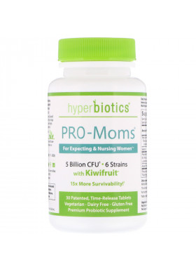 Hyperbiotics, PRO-Moms, with Kiwifruit, 5 Billion CFU, 30 Time-Release Tablets