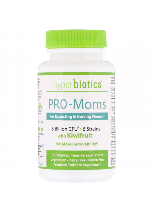 Hyperbiotics, PRO-Moms, with Kiwifruit, 5 Billion CFU, 30 Time-Release Tablets