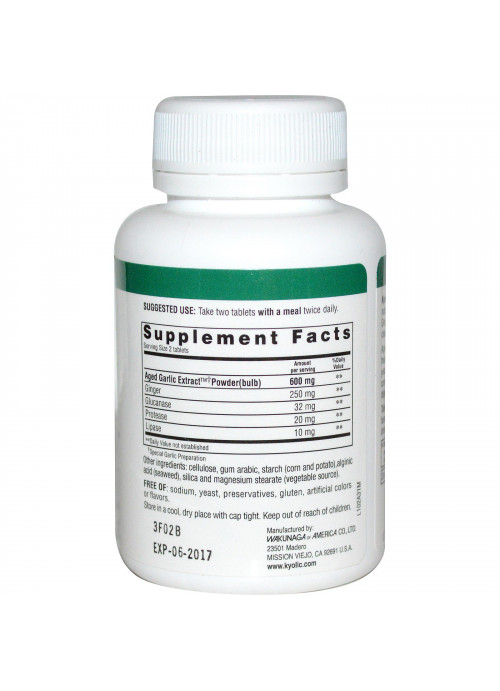 Kyolic, Aged Garlic Extract, Candida Cleanse & Digestion, Formula 102, 100 Vegetarian Tablets