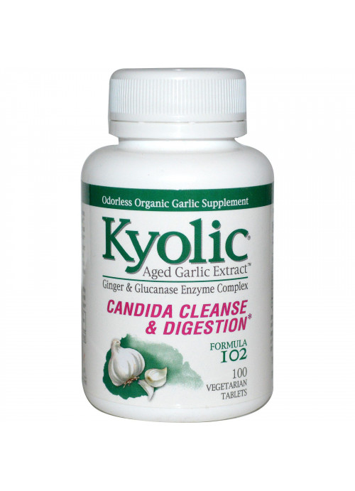 Kyolic, Aged Garlic Extract, Candida Cleanse & Digestion, Formula 102, 100 Vegetarian Tablets