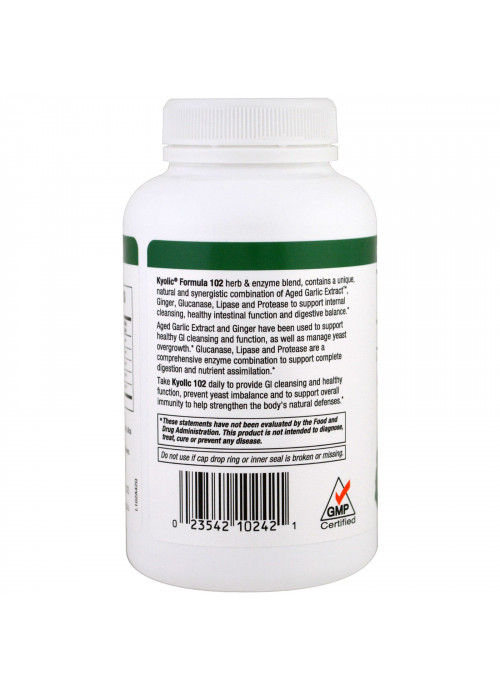 Kyolic, Aged Garlic Extract, Candida Cleanse & Digestion Formula 102, 200 Vegetarian Capsules