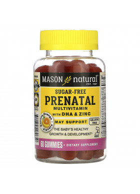 Mason Natural, Prenatal Multivitamin with DHA & Zinc, Sugar-Free, Banana Orange, 60 Gummies