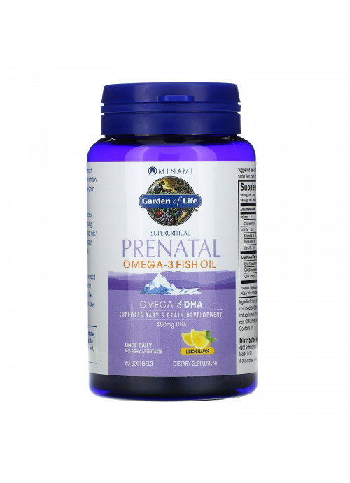 Minami Nutrition, Supercritical Prenatal, Omega-3 Fish Oil, Lemon Flavor, 60 Softgels