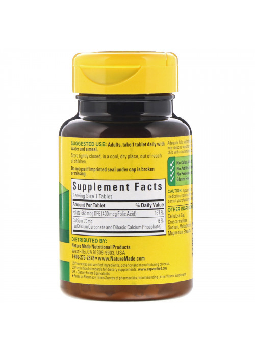 Nature Made, Folic Acid, 400 mcg, 250 Tablets