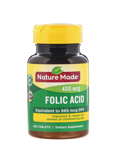 Nature Made, Folic Acid, 400 mcg, 250 Tablets