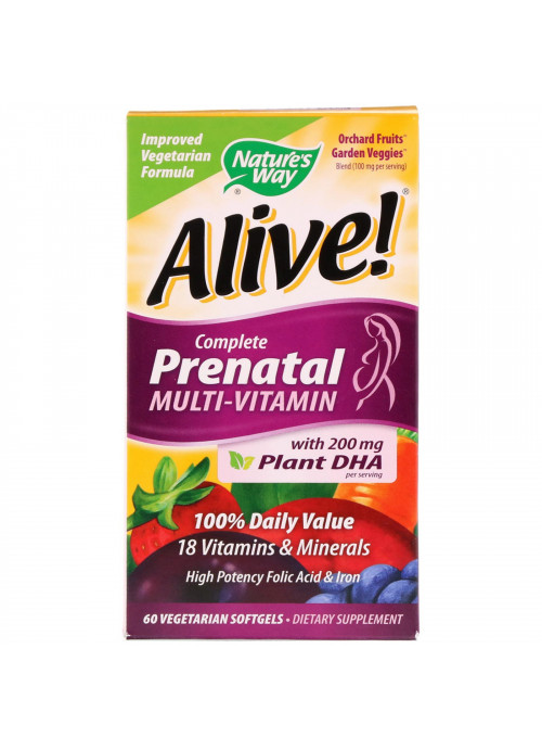 Nature's Way, Alive! Complete Prenatal Multi-Vitamin, 60 Vegetarian Softgels