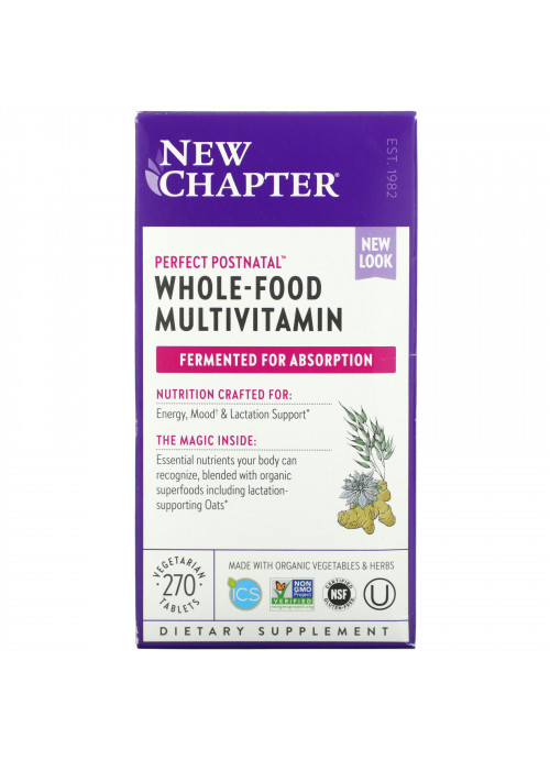 New Chapter, Perfect Postnatal Whole-Food Multivitamin, 270 Vegetarian Tablets