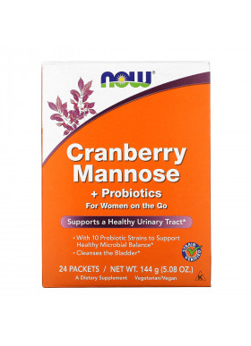 Now Foods, Cranberry Mannose + Probiotics, For Women On The Go, 24 Packets, 0.21 oz (6 g) Each