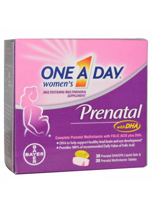 One-A-Day, Women's Prenatal, with DHA, 2 Bottles, 30 Liquid Gels/30 Tablets