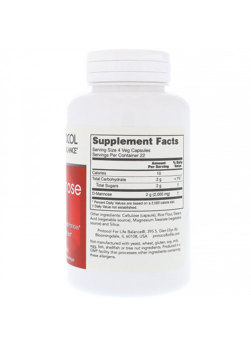 Protocol for Life Balance, D-Mannose, 500 mg , 90 Veg Capsules
