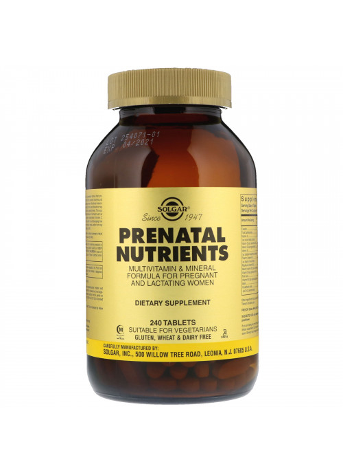 Solgar, Prenatal Nutrients, Multivitamin & Mineral, 240 Tablets