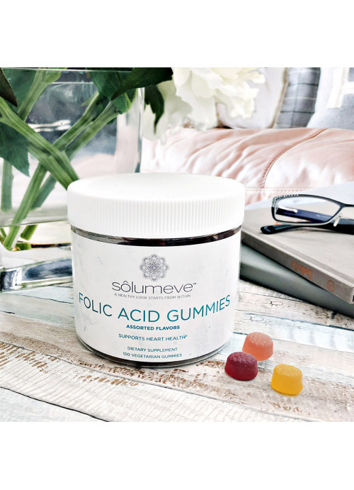 Solumeve, Folic Acid Gummies, Gelatin Free, Assorted Flavors, 100 Vegetarian Gummies