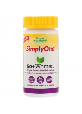 Super Nutrition, SimplyOne, 50+ Women, Triple Power Multivitamins, 30 Tablets