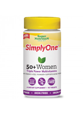 Super Nutrition, SimplyOne, 50+ Women Triple Power Multivitamins, Iron Free, 90 Tablets