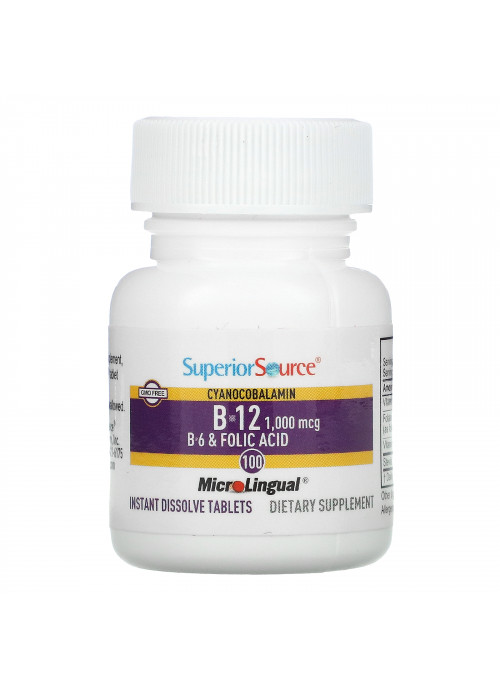 Superior Source, Cyanocobalamin B-12, 1,000 mcg, 100 MicroLingual Instant Dissolve Tablets
