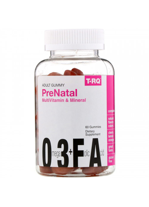 T-RQ, Adult Gummy, Prenatal Multivitamin & Mineral, Cherry Lemon Orange, 60 Gummies