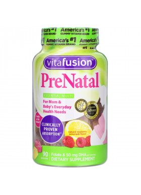 VitaFusion, PreNatal, Folate & DHA, Natural Raspberry Lemonade Flavor, 90 Gummies