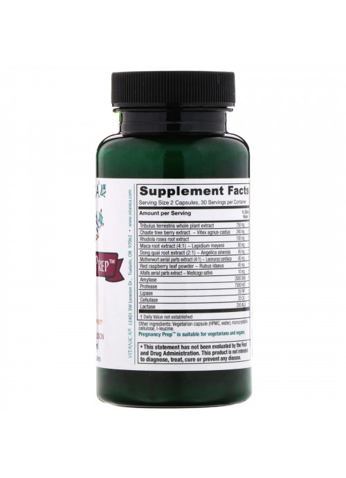 Vitanica, Pregnancy Prep, Reproductive System Support, 60 Vegetarian Capsules
