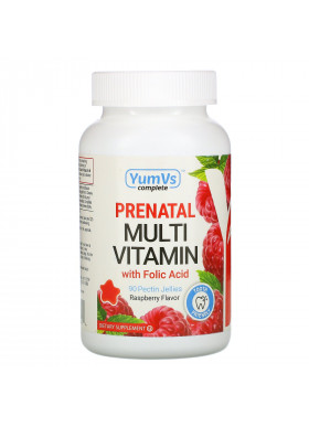 YumV's, PreNatal Multivitamin with Folic Acid, Raspberry, 90 Pectin Jellies