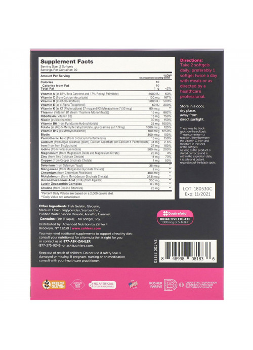 Zahler, Prenatal + DHA 300, 180 Softgels